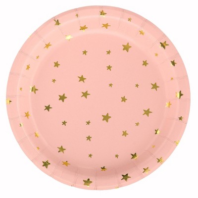 pink star paper plates