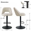 Swivel Bar Stools with Backs, 24"-32" Adjustable Height Bar Stools, Set of 2 Upholstered Fabric Seats with Black Base-Maison Boucle - 4 of 4