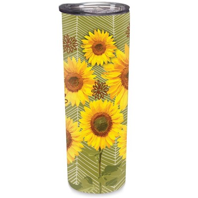 Elanze Designs Sunflowers Yellow Green 20 ounce Stainless Steel Travel Tumbler