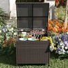 Coucheta Outdoor 80 gal Rattan Storage Deck Box with Lid, Waterproof, Wheels & Handle for Cushions, Patio Furniture & Garden Tools - 4 of 4