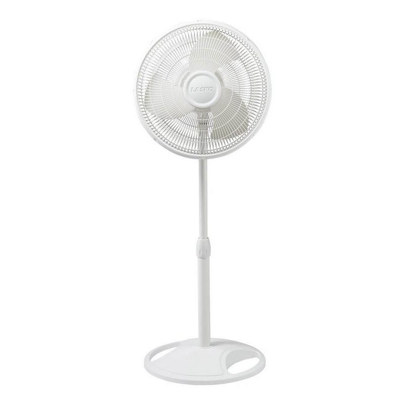Lasko 2520 16 Inch 3-Speed Quiet Adjustable Tilting Wide-Area Oscillating Standing Pedestal Fan for Bedroom, Kitchen, Home, and Office, White, 1 of 7