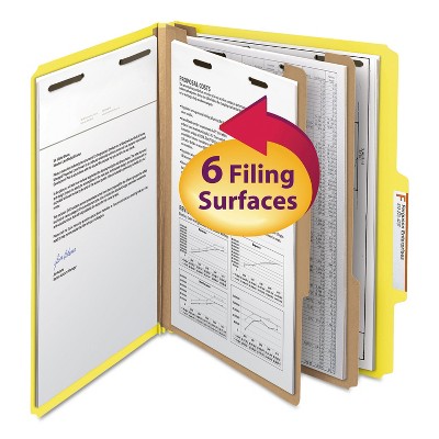 Smead Top Tab Classification Folder Two Dividers Six-Section Letter Yellow 10/Box 14004