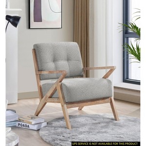 Sapphtopaz Modern Accent Chair Tufted Mid-Backrest Chair for Bedroom Upholstery Lounge Chair Wood Accent Chair for Living Room, Nursery - 1 of 4