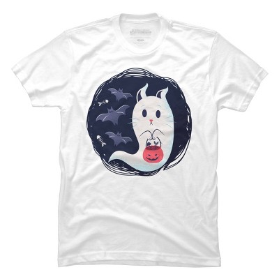 Men's Design By Humans halloween ghost cat By ArtStyleAlice T-Shirt