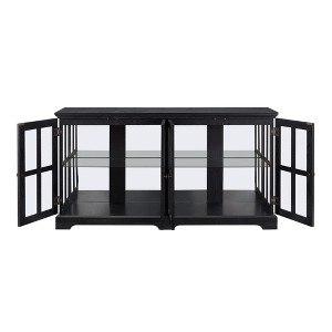 ChicFurnit Decorative Storage Cabinet Antique Display Cabinet with Glass Doors for Collectibles, Black, 64.57"*20"*8.86" - 1 of 4