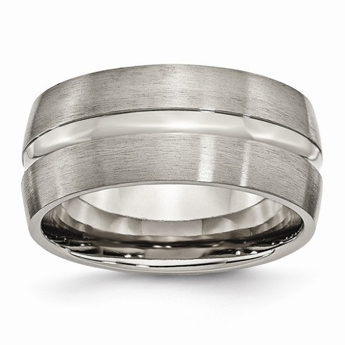 Black Bow Jewelry Titanium, 10mm Center Grooved Band - image 1 of 4