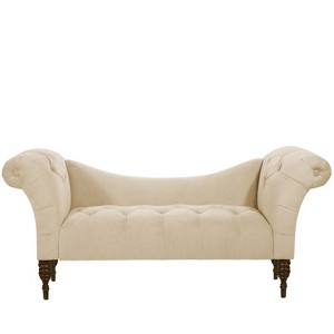 Erin Tufted Chaise Lounge Ivory Velvet - Cloth & Co.