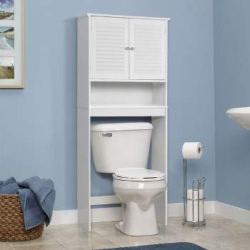 Costway Bathroom Space Saver Over The Toilet Shelved Storage Cabinet Organizer White