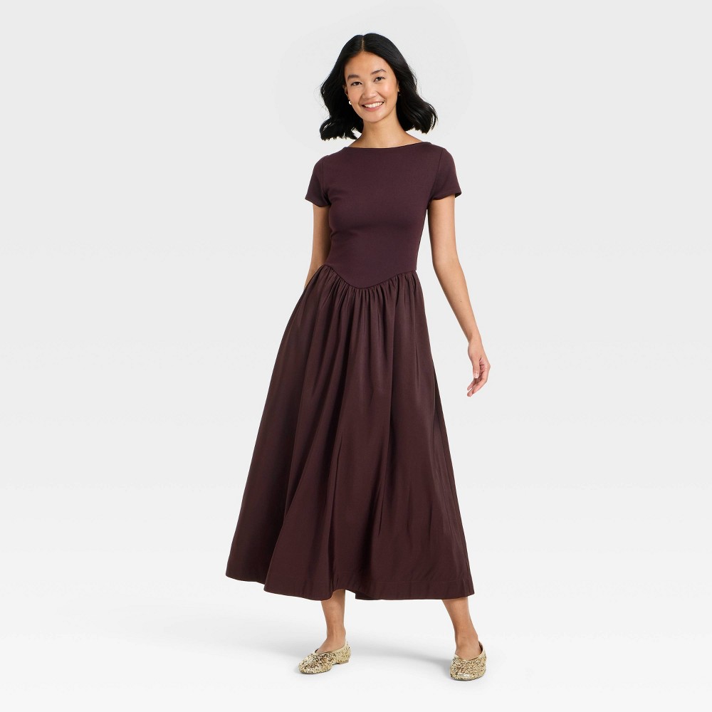 Women's Backless Knit Maxi Dress - A New Day™ Burgundy S
