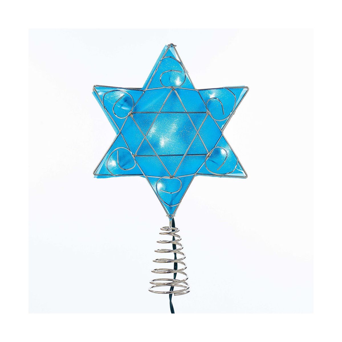 Kurt Adler UL 10-Light LED Silver and Blue Shimmer Star Treetop
