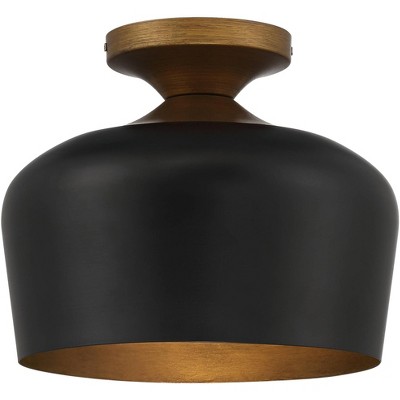Matte Black and Gold Aluminum Modern Bowl Ceiling Light