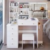 Vanity Desk With Sliding LED Mirror, Touch Control Tri-Color Switching, 2 AC Outlets And 2 USB Ports, Makeup Dressing Table With Cushioned Stool - image 4 of 4