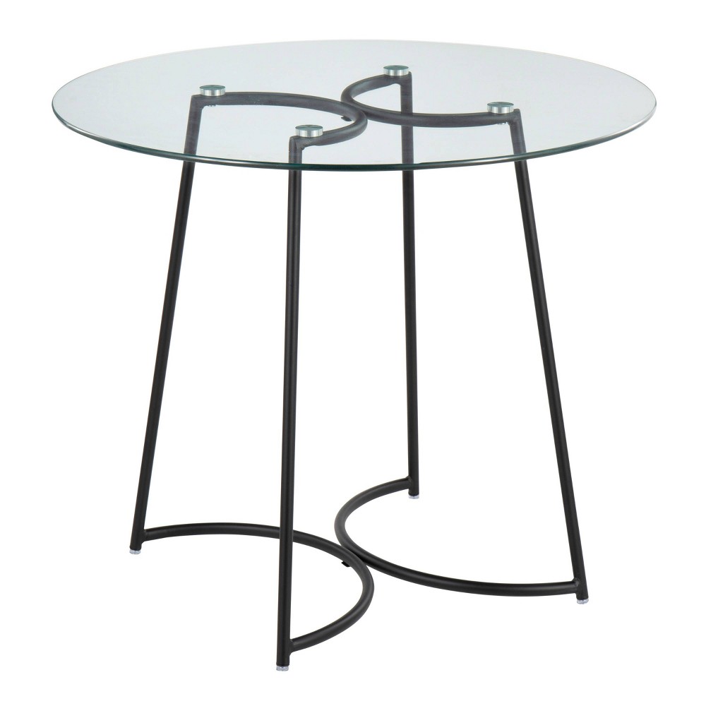 Photos - Dining Table 35" Cece Tempered Glass/Steel  Black/Clear - LumiSource