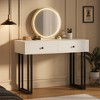 Vanity Desk with Mirror & Lights, 2 Drawers, Modern Makeup Table with 3 Light Modes & Adjustable Brightness for Bedroom - 3 of 4