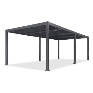 PURPLE LEAF Outdoor Louvered Pergola with Adjustable Metal Roof for Patio Pergola - 1 of 4