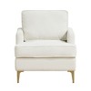 Chenille Fabric Upholstery Plywood Metal Modern Comfort Accent Chair with Foam Padding, Reversible Cushions, Removable Cover and Gold Finish Legs - 2 of 4