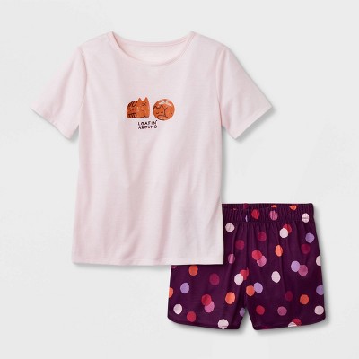Girls' 2pc Cat Loaf Short Sleeve Pajama Set - Cat & Jack™ Pink