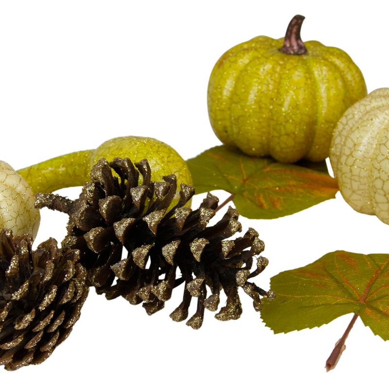Northlight Set of 12 Crackled and Glittered Fall Pumpkin, Gourd, Berry, Pine Cone Decoration Set, 3 of 5