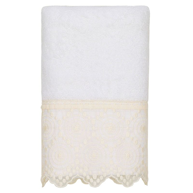 2pc Arian Cream Lace Embellished Hand Towels - Linum Home Textiles, 3 of 4