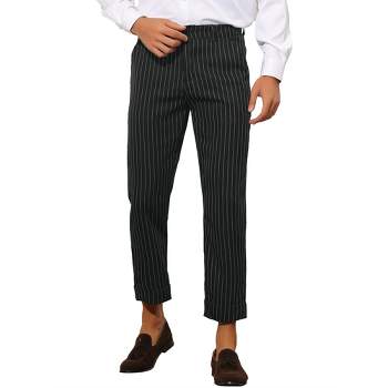 Lars Amadeus Men's Vertical Striped Dress Pants Straight Fit Formal Business Trousers