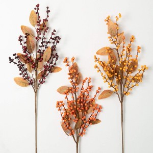 Sullivans Artificial 30.25" Vibrant Autumn Berry Stem - Set of 3, Multicolored - 1 of 2