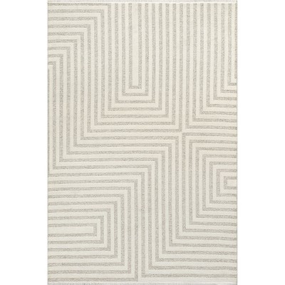Nuloom Nicolai Graphic Fringed Reversible Machine Washable Area Rug, 6' 7" x 9', Cream