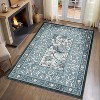 Floral Area Rug Ultra-Soft Faux Wool Non-Slip Throw Carpet Stain-Resistant Easy Clean Floor Mat for Bedroom Living Room - 2 of 4