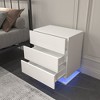 Gulches Nightstand 23 Inch Height White Finish 3 Drawers LED - 4 of 4