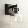 Possini Euro Design Bellis Industrial Modern Wall Light Sconce Bronze Hardwire 6" Fixture Clear Glass Shade for Bedroom Bedside Bathroom Vanity Home - 2 of 4