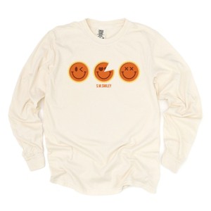 S.W.Smiley Pumpkin Pies - Women's Garment Dyed Long Sleeve Graphic T-Shirt - 1 of 4
