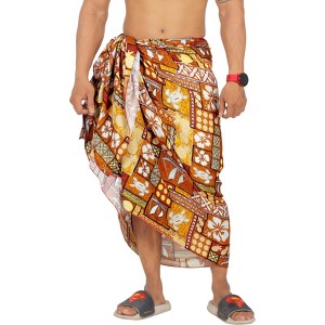 HAPPY BAY Men's Pareo Wraps Bath Beach Swim Sarong One Size Tawny Floral Turtle - 1 of 4