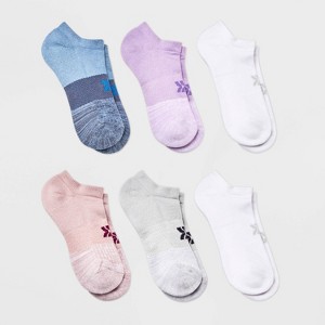 Women's 6pk Vault Striped No Show Socks - All In Motion™ Assorted Colors 4-10: Midweight Knit, Arch Support, Reinforced Heel & Toe - 1 of 3