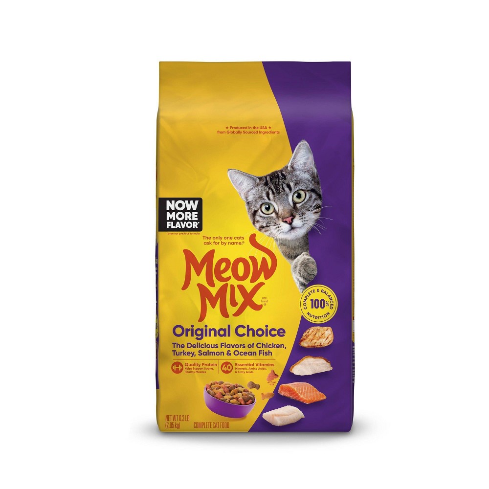 Photos - Cat Food Meow Mix Original Choice with Flavors of Chicken, Turkey, Salmon & Ocean Fish Adult Complete & Balanced Dry  - 6.3lb 