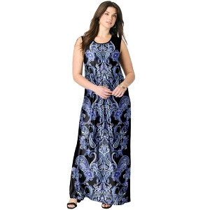 Roaman's Women's Plus Size Petite Ultrasmooth Fabric Sleeveless Maxi Dress - 1 of 4