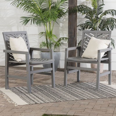 Modern Chevron Design Wood Patio Chairs,Outdoor Recliner Chairs,Sun Loungers,Garden Loungers Set Of 2 -Cuddlewood