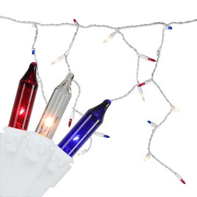 Northlight 105 Red and Blue 4th of July Mini Icicle Lights - 6.5 ft White Wire