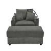 Modern Corduroy Deep Seat Sofa Chair with Ottoman, Storage, Cup Holders and Phone Holder for Living Room - 2 of 4