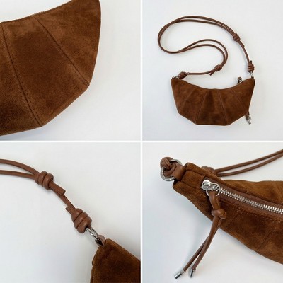 Сумки Alilang Soft Faux Suede Crossbody Shoulder Bag Adjustable Strap Compact Everyday Crescent Purse, Cherry Red — фото 4
