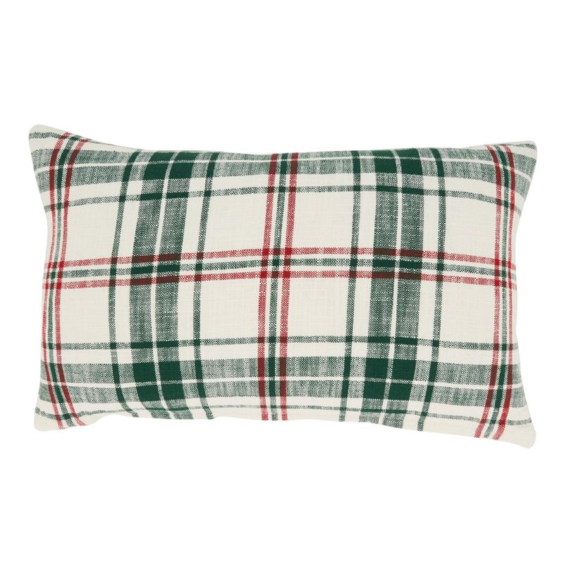 Saro Lifestyle Traditional Plaid Down Filled Throw Pillow, 1 of 4