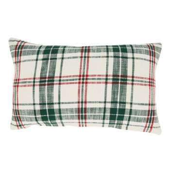 Saro Lifestyle Traditional Plaid Poly Filled Throw Pillow