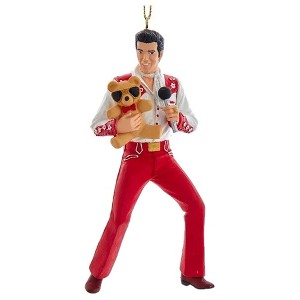 Kurt Adler Resin Christmas Ornament, Elvis with Teddy Bear - 1 of 4