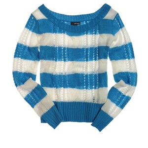 Ecko Unltd. Womens Open Neck Stripe Cable Knit Sweater - 1 of 1