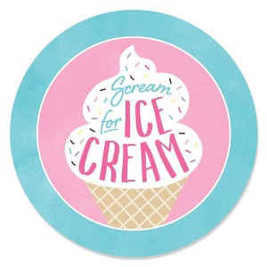 Big Dot of Happiness Scoop Up the Fun - Ice Cream - Sprinkles Party Circle Sticker Labels - 24 Count - 1 of 4