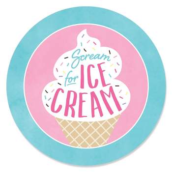 Big Dot of Happiness Scoop Up the Fun - Ice Cream - Sprinkles Party Circle Sticker Labels - 24 Count