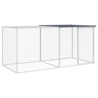 vidaXL Chicken Cage with Roof – Galvanized Steel Coop with Mesh Design, Secure Lockable Door, Ideal for Chickens, Hens, and Small Animals