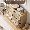 6 Drawer Dresser for Bedroom, Rattan Chest of Drawers w/ Deep Drawers Large Modern Double Dresser for Closet w/ Wide Top Horizontal Wooden Dresser - 4 of 4