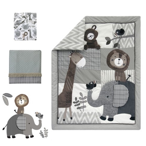 Lambs & Ivy Urban Jungle 4-piece Crib Bedding Set - Gray, Brown, White ...