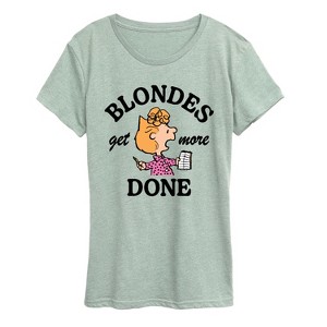 Women's - Peanuts - Blondes Get More Done Short Sleeve Graphic T-Shirt - 1 of 4
