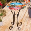 LuxenHome Flamingo Glass Birdbath with Metal Stand Pink - 4 of 4