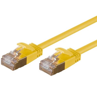 Monoprice SlimRun Cat6A Ethernet Patch Cable - Network Internet Cord - RJ45, Stranded, STP, Pure Bare Copper Wire, 36AWG, 20ft, Yellow